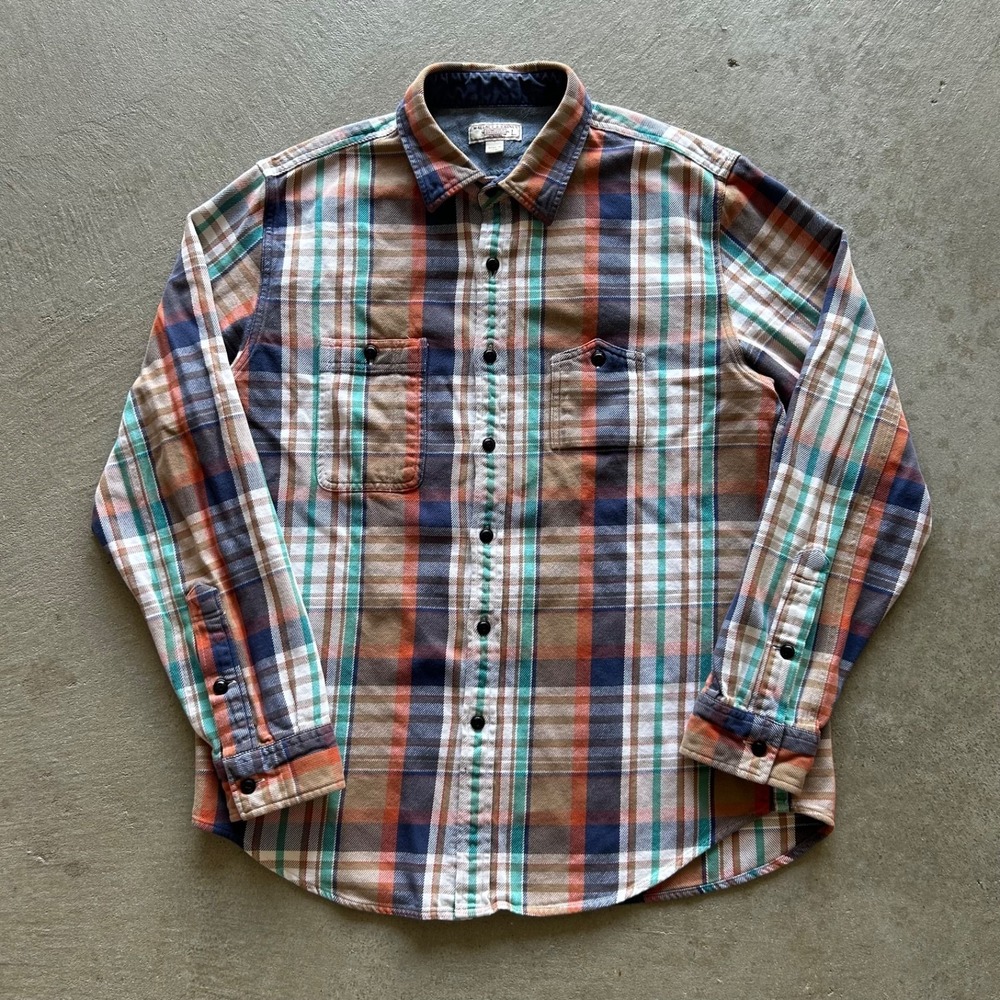 Wallace & Barnes‎ Shirt Mens Large Multicolor Heavyweight Flannel J Crew Plaid